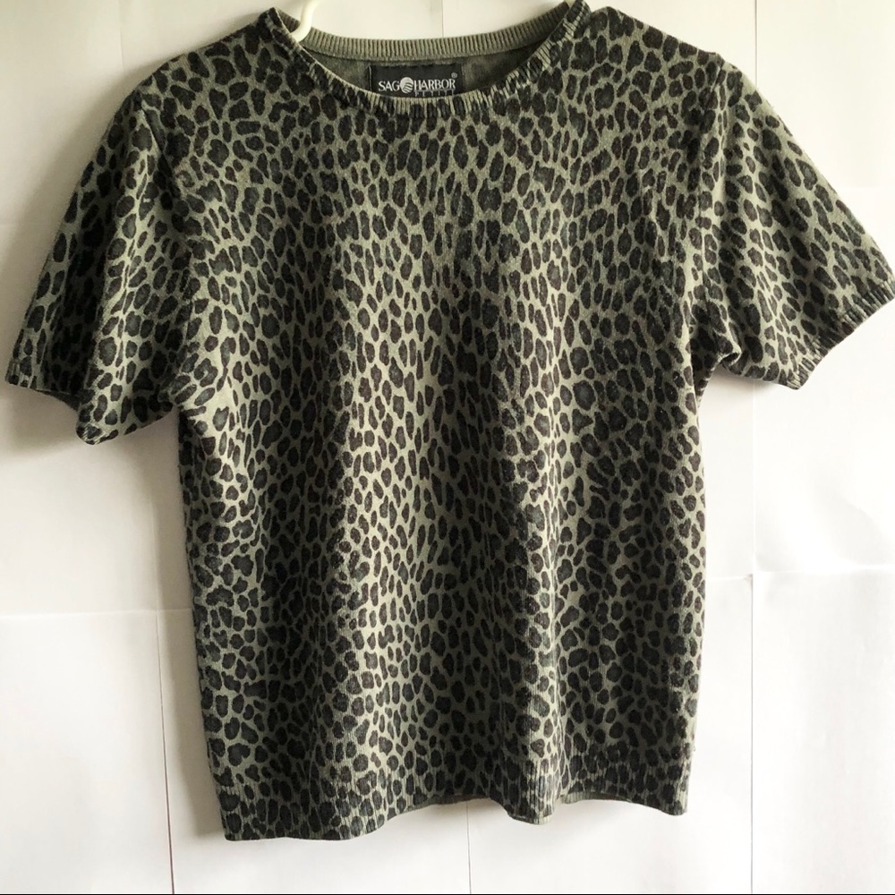 Sag Harbor Petite Leopard Knit Sweater Size Medium